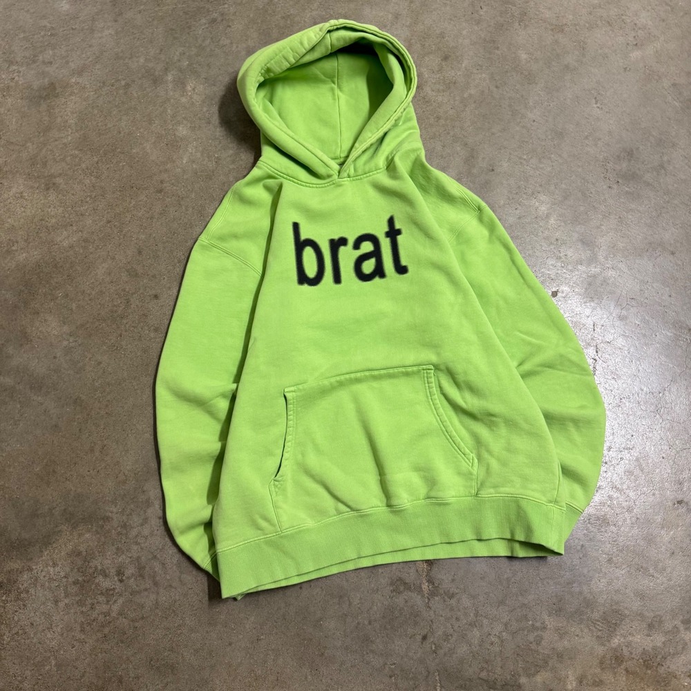 Charli XCX Brat Hoodie Unisex XL Green Fair Condition Official Tour Merch Neon